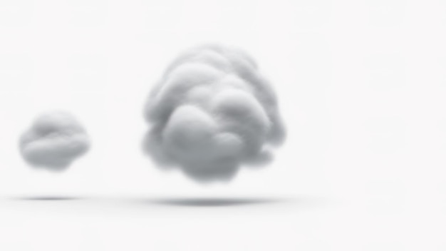 3D render abstracte achtergrond witte pluizige wolken gaan door
