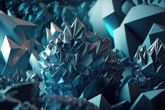 3D render abstracte geometrische achtergrond blauwe creatieve driehoek vormen