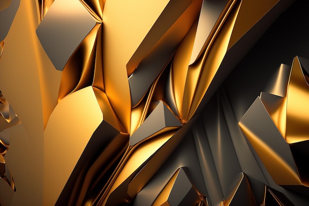 3D render abstracte geometrische achtergrond gouden creatieve vormen