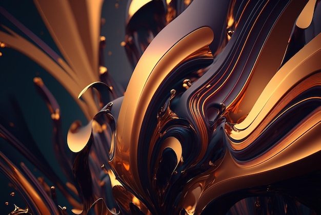 3D render abstracte geometrische achtergrond gouden creatieve vormen