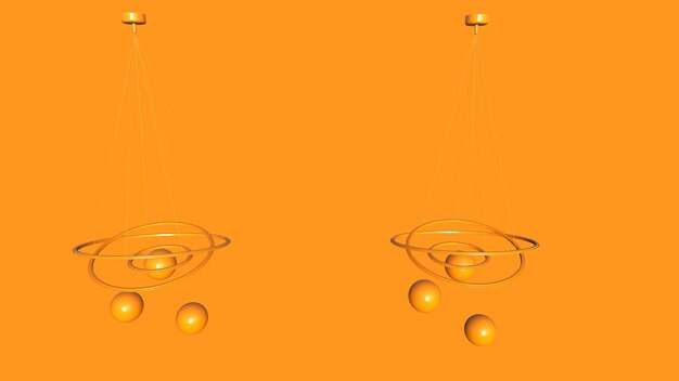 3D render abstracte Halo's op oranje achtergrond