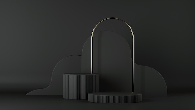3D render abstracte minimalistische zwarte achtergrond
