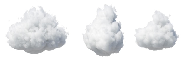 3D render Abstracte pluizige witte wolken geïsoleerd op een witte achtergrond