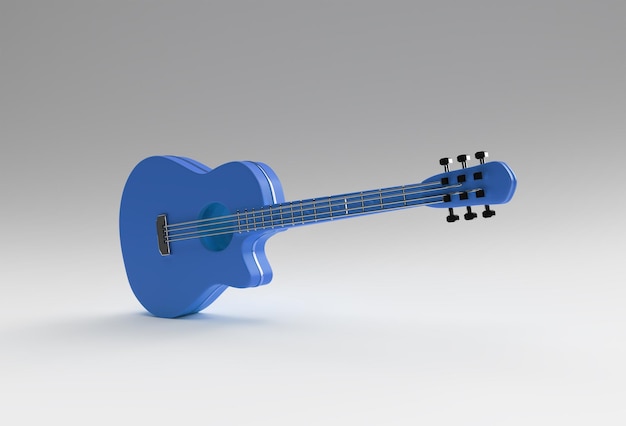 3D Render Acoustic Guitar on White Background 3d illustration Design