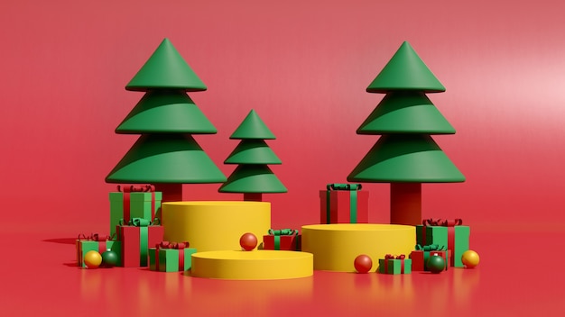 3d render afbeelding mock-up podium met lege ruimte voor kerst en nieuwjaar productpresentatie