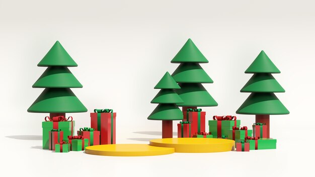 3d render afbeelding mock-up podium met lege ruimte voor kerst en nieuwjaar productpresentatie