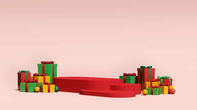 3d render afbeelding mock-up podium met lege ruimte voor kerst en nieuwjaar productpresentatie