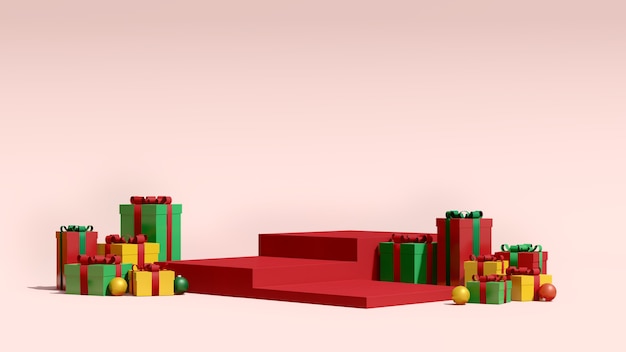 3d render afbeelding mock-up podium met lege ruimte voor kerst en nieuwjaar productpresentatie