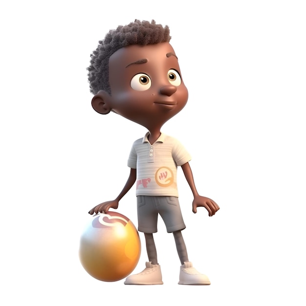 3D Render of an african american boy with an egg