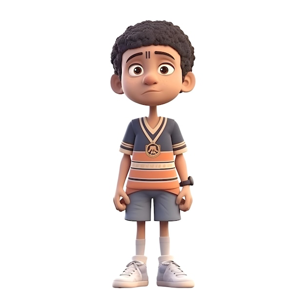 3D Render of an african american boy with a medal