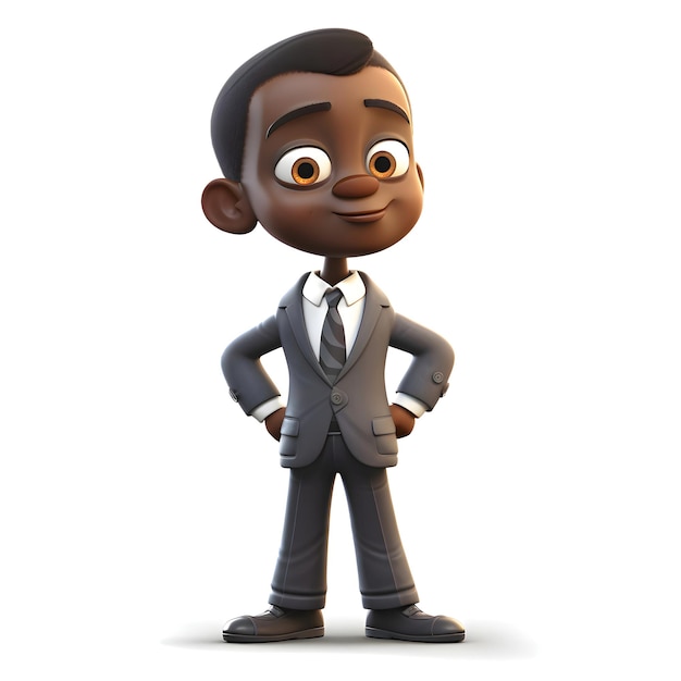 3D Render of an African Business Man with a smiley face