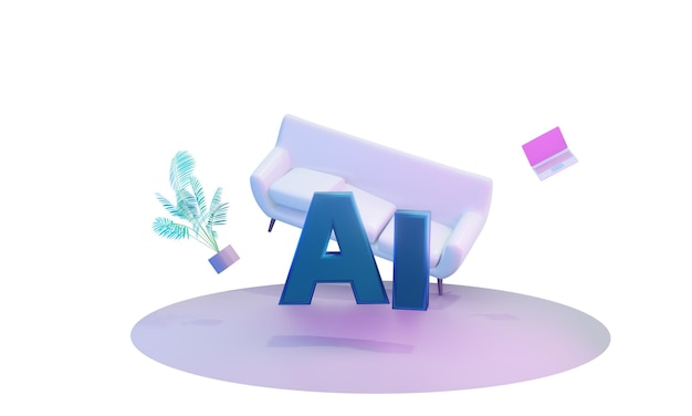 3d render Ai sign at home Antigraphitation