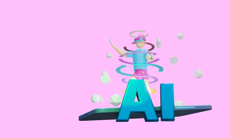 Photo 3d render ai sign in the metaverse and in the application on the phone