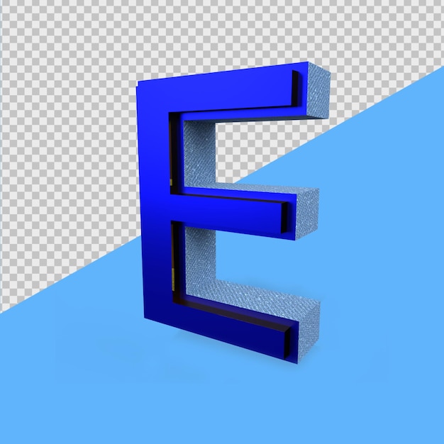 3D Render Alfabet Blauw e