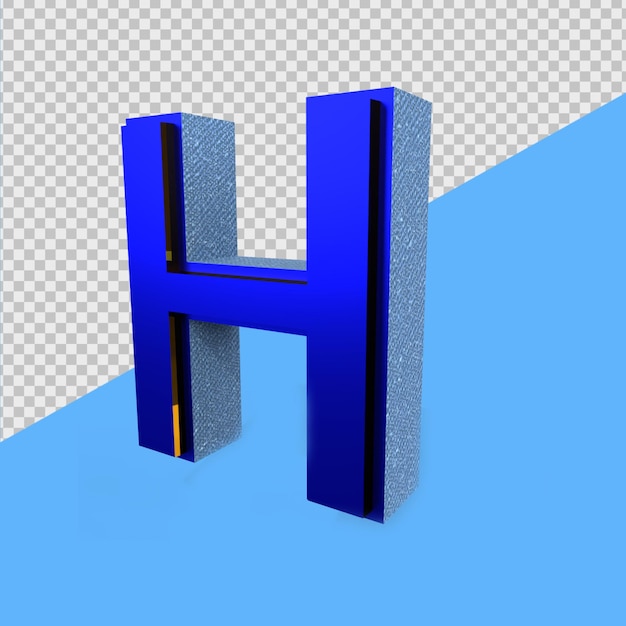 3D Render Alphabet Blue H