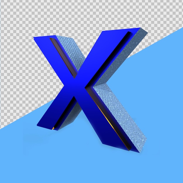 Photo 3d render alphabet blue x