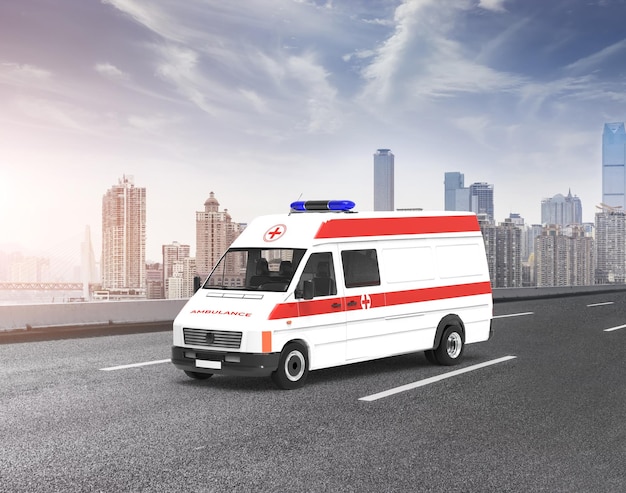 3d render ambulance van car mockup