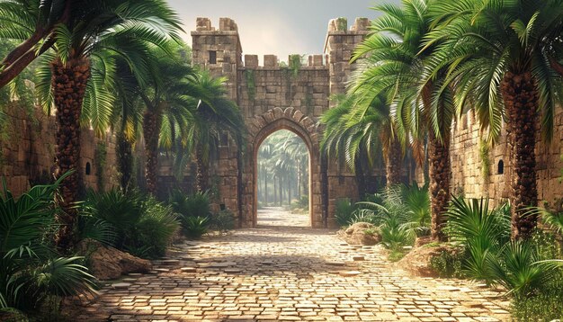 a 3D render of the ancient gates of Jerusalem