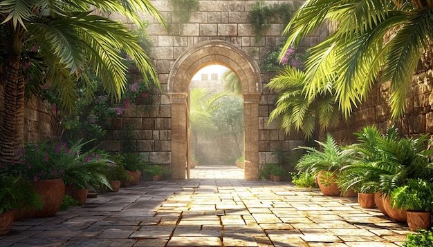 Photo a 3d render of the ancient gates of jerusalem