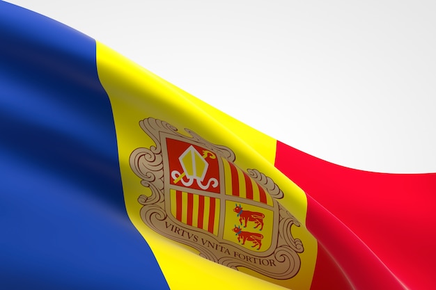 3D визуализация развевающегося флага Андорры.