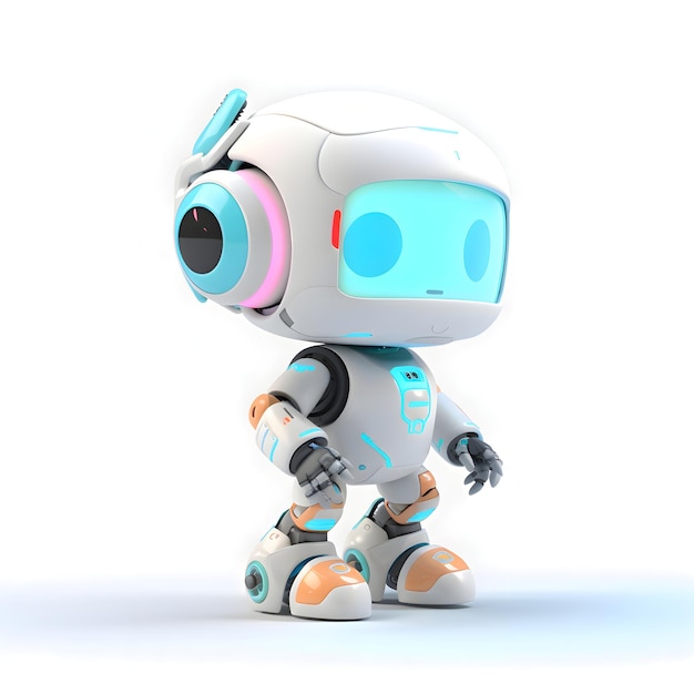 Photo 3d render of an android with a white backgroung