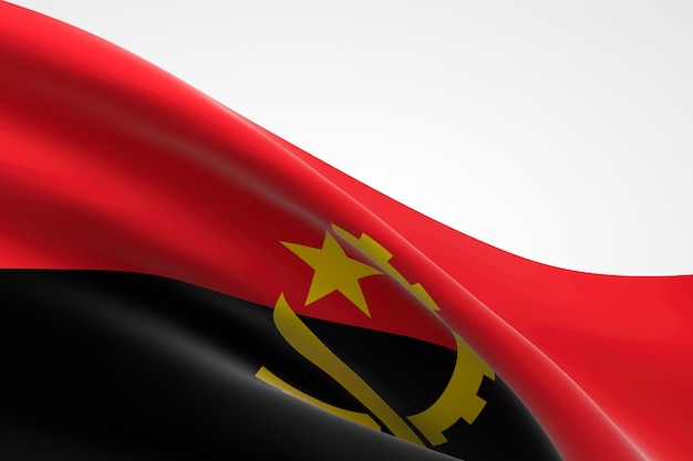 3d render of the angolan flag waving.