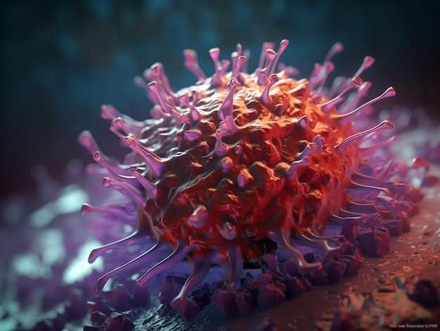 3D Render of Antibody Defending Against Virus