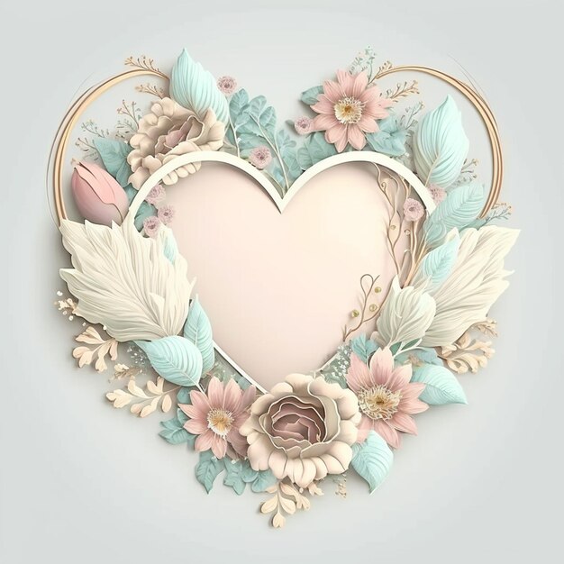 3d render Arrangement roses floral frame pastel and space for valentines create with generative ai technology	.