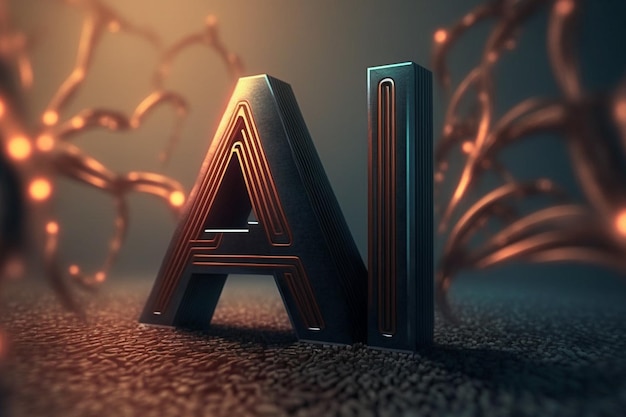 Photo 3d render artificial intelligence logo deep learning blockchain neural network concept generative ai