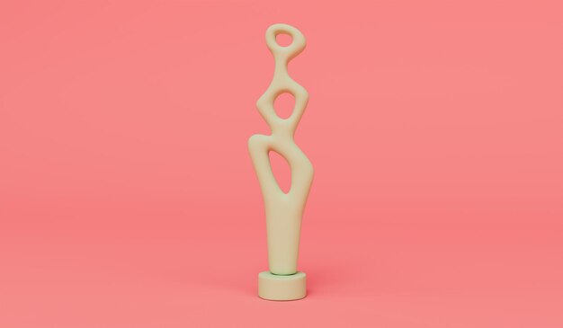 Foto premio per il rendering 3d premio della statua su sfondo rosa