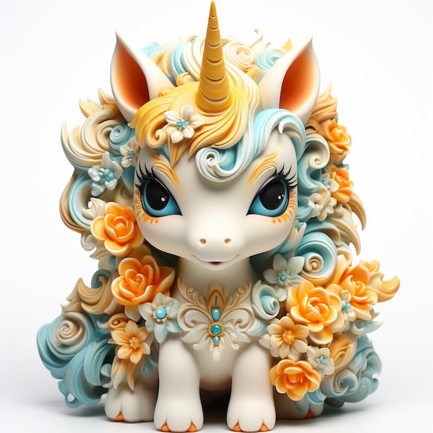 3d render baby unicorns nya aiot in the style of playful character design colorful gradients