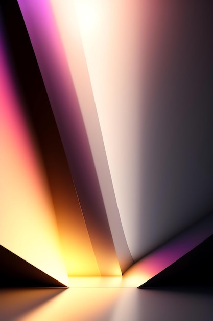 3d render of a background Abstract light reflecting off prisms on a white wall