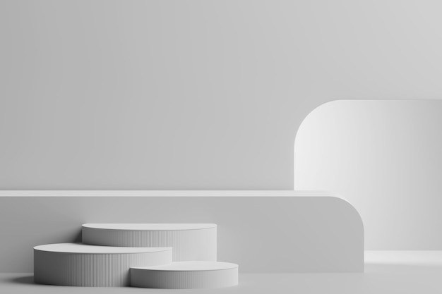3D рендеринг фона с аркой пастельных тонов и дверью для компоновки изображений