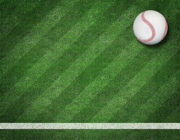 3D рендеринг бейсбола на фоне спортивного поля