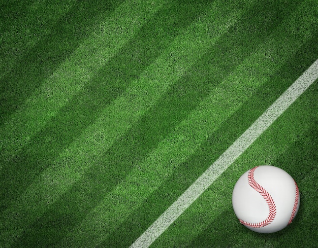 Photo 3d render of baseball on the field sport background