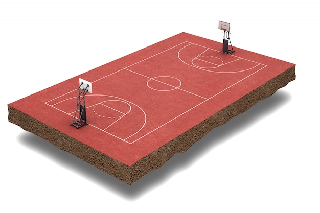 3d render Basketball field