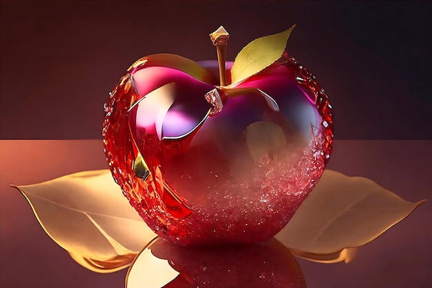 3d render a Beautiful Apple for crystal background and wallpaper