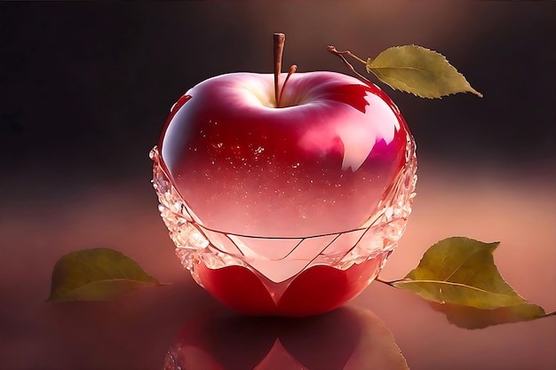 3d render a Beautiful Apple for crystal background and wallpaper