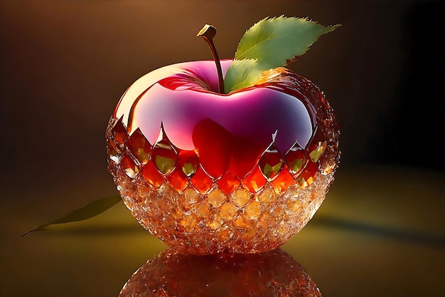 3d render a Beautiful Apple for crystal background and wallpaper