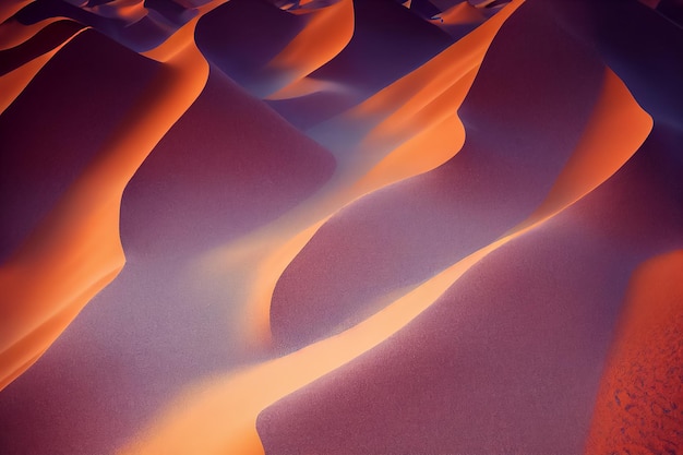 3d render Beautiful Arabian desert with warm gold colors at sunset