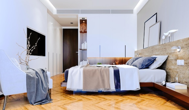 3d render of beautiful bedroom interior