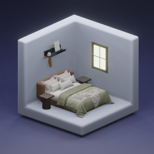 3D render for bed room in box