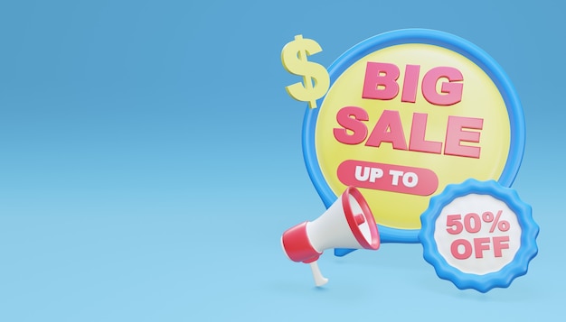 3d render big sale 50 percent discount