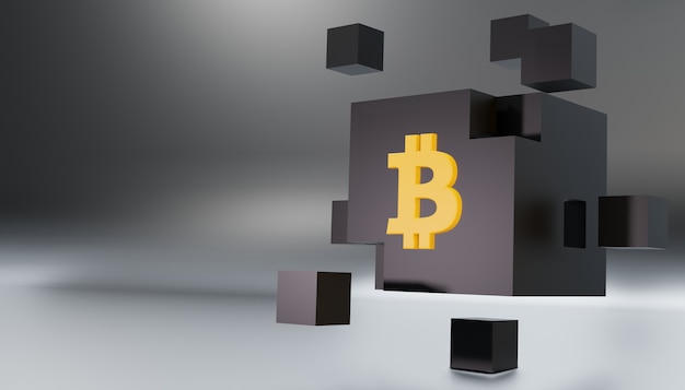 3d render bitcoin blockchain