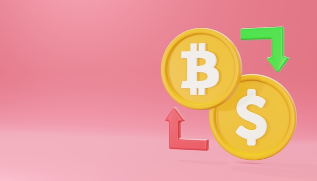 3d Render Bitcoin To Dollar Exchange