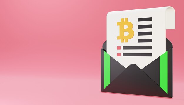 3D Render Bitcoin E-mail