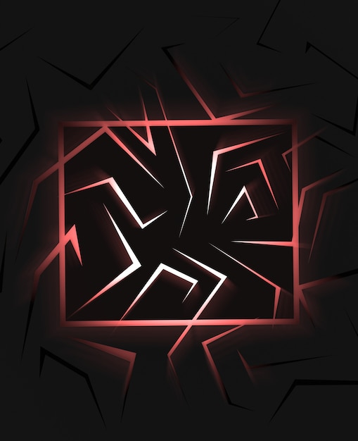 3d render black abstract background with red light top view