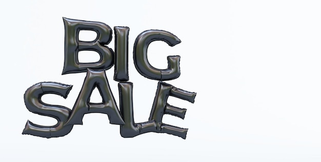 3D render of black big sale text isolated on white background