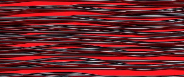 3D render of black cables on red background