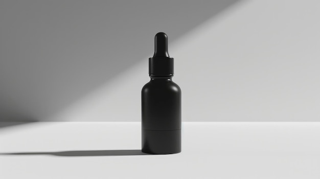 3D Render Black Cosmetic Dropper Bottle Mockup